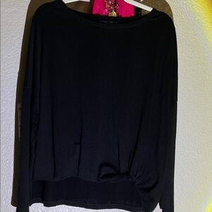 All Saints Black Long Sleeve Top with Knot Detail